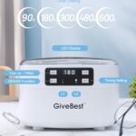 GiveBest Ultrasonic Jewelry Cleaner, 43kHZ Ultrasonic Cleaner with 5 Digital Timer and Degassing Function for Eyeglasses, Watch Straps, Makeup Brushes, Rings, Necklaces, Coins, Dentures, 25 OZ