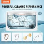 VEVOR Jewelry Cleaner Ultrasonic Machine, Ultrasonic Cleaner Machine Portable 22oz (650ml) with 5 Digital Timer, Sonic Jewelry Cleaner with 2 Cleaning Baskets for Eyeglasses, Watches, Dentures, Rings