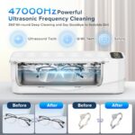 Ultrasonic Jewelry Cleaner, Jewelry Cleaner Ultrasonic Machine, 500ml Siver Jewelry Cleaner with 6 LED Lights, 4 Modes, Ultrasonic Retainer Cleaner Machine for Glasses, Rings, Dentures, Mouth Guard 1