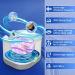 HUQKIYA Ultrasonic Retainer Cleaner, Retainer Cleaner Machine for Dentures, Denture Cleaner for All Dental Appliances 45kHz Professional Ultrasonic Retainer Cleaner with Cleaning Basket 200ml (White)