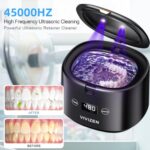 VIVIZEN Ultrasonic Retainer Cleaner Machine Sonic Dental Cleaning Machine for Dentures, Aligners, Braces, Mouth Guards, Jewelry, Portable 30W/45kHz (Black)