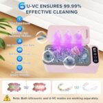 Ultrasonic Cleaner Machine,Jewelry Cleaner,500ml Siver Jewelry Cleaner with 6 LED Lights, 4 Modes, Ultrasonic Retainer Cleaner Machine for Glasses, Rings, Dentures, Mouth Guard?Pink)