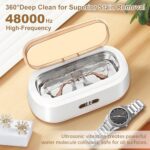 Ultrasonic Jewelry Cleaner Machine 48Hz – Portable Retainer & Earring Cleaner with Stainless Steel Tank for Jewelry, Watches, Glasses, Rings & Dentures