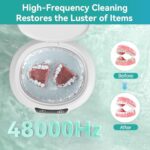 ROLWAY Jewelry Cleaner, 700ml(24.5 Oz) 48KHz Ultrasonic Retainer Cleaner with 3 Digital Timer, Ultrasonic Cleaner for Retainers, Glasses, Jewelry, Ring, Dentures