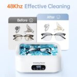 Ultrasonic Jewelry Cleaner, 48kHz Professional Ultrasonic Cleaner Machine with 24oz Large Capacity Tank & 3 Timer Setting, Sonic Cleaner for Eyeglasses, Rings, Earring, Dentures, Retainers