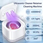 Ultrasonic Jewelry Cleaner for Dentures, Retainer, Aligner, Mouth Guard, Toothbrush Head, Shaver Head, Jewelry, Professional Ultrasonic Retainer Cleaner Machine for All Dental?200ml,White?