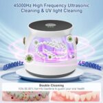 SZUS Ultrasonic Retainer Cleaner, 45kHz Profession Sonic Dental Cleaner Case with 6 UV Lights, 200ML Portable Retainer Cleaning Machine for Mouthguard, Denture, Aligner, Brace, and Jewelry